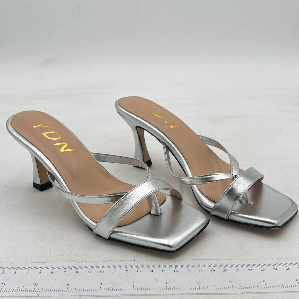 Ydn Women's Square Open Toe Sandal Slides Kitten … - image 4